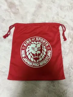 新日本プロレス 巾着袋 レッド 新品未使用 ライオンマークロゴ