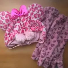 ミニー ファンキャップ ピンク ヒョウ柄 レッグウォーマー セット 2点セット