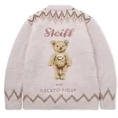 ジェラートピケ シュタイフ フェアアイル柄カーディガン ピンク 新品未使用