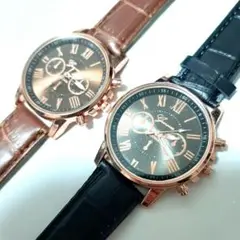 即決3300円　新品　腕時計　高級感　ゴージャス　黒と茶色のセット　170