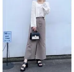 GU デニムロングスカート ロングスカート ベージュ デニムスカート