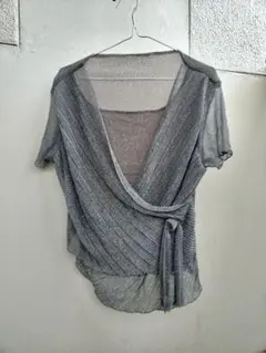 未使用新品　レオマリーナ　グレー シースルー ラップトップ 半袖