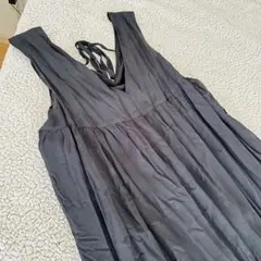 美品ゆったり◆イングエムリア◆ノースリーブワンピ【M】黒ティアードチョカーリボン