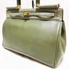 Celencee ハンドバッグ オールレザー オーストリッチ モスグリーン