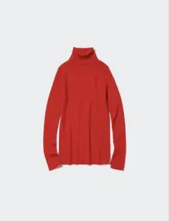 【新品未使用】ユニクロ　メリノリブタートルネックセーター　赤　レッド　L