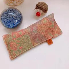 メガネケース ペンケース等に★茶系　着物生地　 ハンドメイド