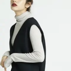 yori ヨリ ウールロングストレートワンピース 黒のサムネイル