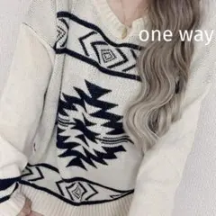 ネイティブ柄 幾何学模様 オルテガニット肉厚過ぎずとてもカジュアルで可愛いです♡