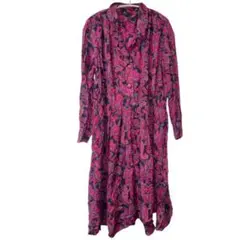 パープル系ペイズリー柄 ロングワンピース 昭和レトロ