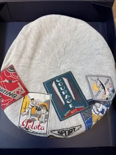 LAULHÈRE グレー パッチワーク ベレー帽 M 2