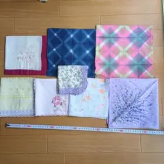 刺繍とレース付きハンカチ8枚 セット
