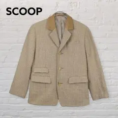 SCOOP 日本製 ツイードジャケット M 千鳥格子 コーデュロイ襟