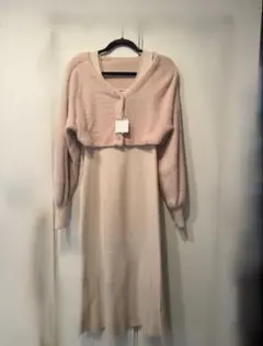 NICE CLAUP ボレロセット ニットワンピース ピンク ロングワンピース