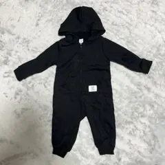 ベビー ロンパース フード付き ブラック 6-9M