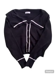 earth music&ecology ブラックカーディガン セーラー襟