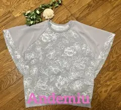 夏本番お値下げ❣️【 Andemiu 】 涼しげ花柄デザインカットソー♡ドレープのサムネイル