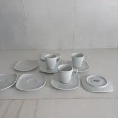 ノリタケ　デミタスカップアンドソーサー　ホワイト　3セット+ソーサー5枚