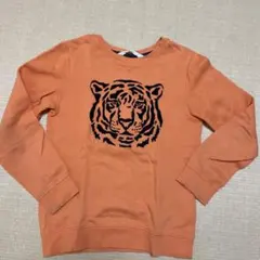 トラ顔プリント オレンジ トレーナー