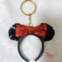 ディズニー　キーチェーン　スパンコールカチューシャ(ミニー) キーホルダー