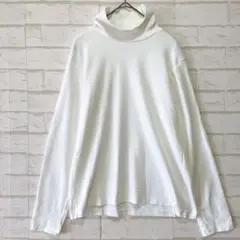 【美品】ユニクロ スムースストレッチコットンタートルネックT（M）白 長袖