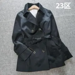 23区　近年モデル　コットンギャバ　ショートトレンチコート　ベルト付き　ネイビー
