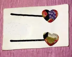 ヘアピン 2点セット ハート ちりめん 和柄 和モダン