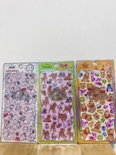 正規品　プチドロップステッカー　ディズニー　バンビ　101匹わんちゃん　プーさん