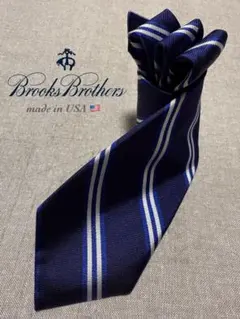【USA製】Brooks Brothers／レジメンタル／ネイビー／シルバー