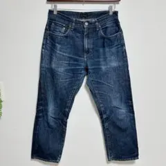 ユニクロ デニムパンツ ジーンズ ストレート W30 色落ち加工 ヒゲ オールド