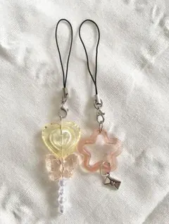 ハンドメイド オレンジ 橙 ビーズストラップ 韓国 推し活 ビーズ