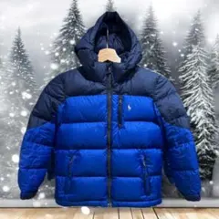 【美品】ポロ・ラルフ・ローレン ダウンジャケット 青　130cm