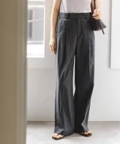 noble 【洗える】麻ストレッチスラックスパンツ　グレー　34