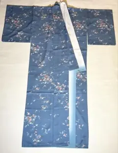 空色葉柄 小紋 着物