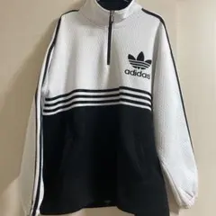 adidas ハーフジップトレーナー ホワイト/ブラック