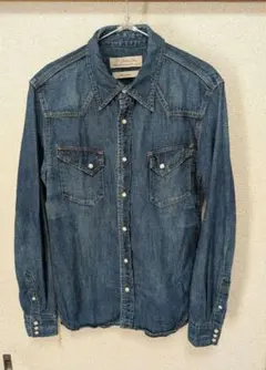美品 レミレリーフ インディゴ デニム ウエスタン シャツ L