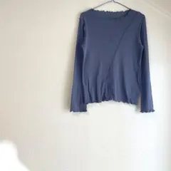 ローリーズファーム カットソー 薄手 フリル ブルーグレー シンプル 細身のサムネイル