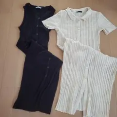 ZARA リブ編み ロングワンピース　セット売り
