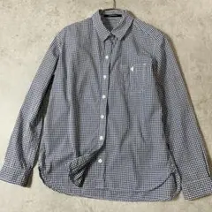 美品 ルノンキュール ギンガムチェックシャツ M 紺 白 綿100% 爽やかのサムネイル