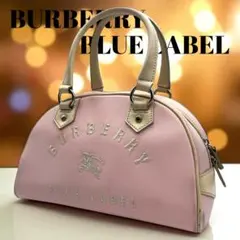 BURBERRY BLUE LABEL ミニボストン　ハンド　刺繍　ロゴ　ピンク