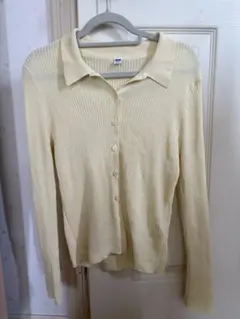 ユニクロ　リブ編み黄色カーディガン