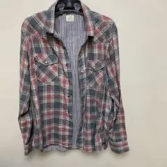 BACK NUMBER チェック柄長袖シャツ L