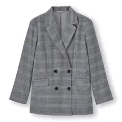 ダブルブレストテーラードジャケット(チェック) S