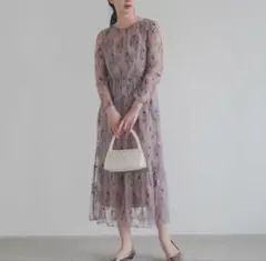 最終価格！ 薄紫 花柄 レース マキシドレス kaene