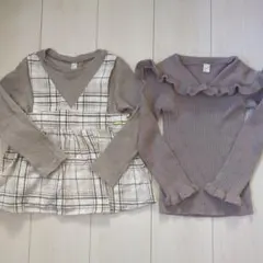 アプレレクール チェック柄 ドッキングチュニック セーラー襟ニット 110