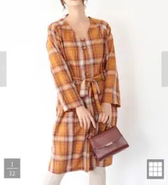 E hyphen world gallery チェックシャツガウン