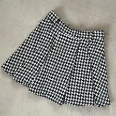 千鳥柄　ミニ プリーツスカート インパン付 ブラック・ホワイト チェック柄