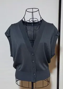 ダークグレー Vネック ニットベスト