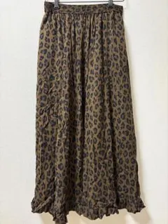 ヒョウ柄ロングスカート ブラウン系