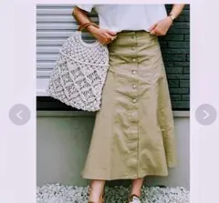 UNIQLO チノフロントボタンロングスカート(ハイウエスト)