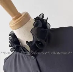 ♥️期間限定SALE♥️【タグ付新品】フリルプリーツ付け襟039ブラック